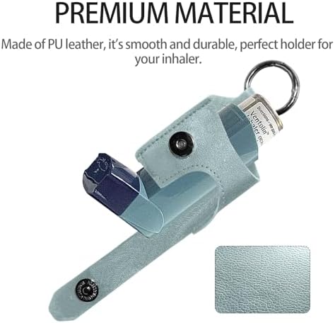 Holder Travel Case for Asthma Inhaler, PU Leather Travel Handy Mini Holster for Adults and Kids, Inhaler Not Included, Blue