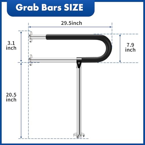 Stainless Steel Handicap Grab Bars Rails 29.5 Inch Toilet Handrails Bathroom Safety Bar Support Rail for Seniors Elderly Disabled Mounted Bath Grips (Stainless Steel, 29.5 Inch)