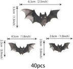 40 Pack Edible Halloween Bat Cupcake Toppers Spooky Birthday Cake Decorations for Halloween Theme Baby Shower Party