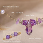 Healing Crystal Necklace for Women Amethyst Spiritual Zircon Pearl Beads Handmade Gemstone Crystals Stones Beaded Adjustable Necklaces Jewelry