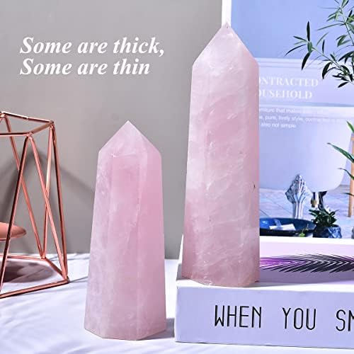 Natural Rose Quartz Obelisk Tower Large Healing Crystal Wand Point 6 Faceted Reiki Chakra Meditation Therapy 1-1.5 LBS