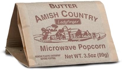 Amish Country Popcorn | Old Fashioned Microwave Popcorn | Non-GMO, Gluten Free, Microwaveable and Kosher (Ladyfinger Butter, 3 Bags)