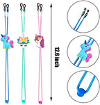 SKYCOOOOL 24 PCS Kids Glasses Strap Rainbow Unicorn Adjuster Anti-slip Silicone Eyeglass Straps Glasses Retainer Cute Decorations For Girls