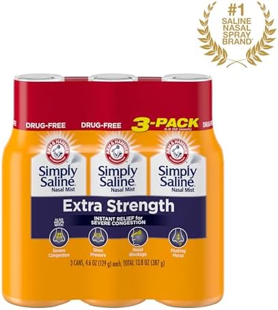 Simply Saline Extra Strength for Severe Congestion Relief Nasal Mist: 4.6oz 3-Pack