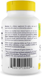 Healthy Origins Selenium 200 mcg, 180 Capsules - SelenoExcell High Bioavailability Organically Bound Fermented Selenium - Supports Immune System Function, Thyroid Health & Healthy Cellular Support