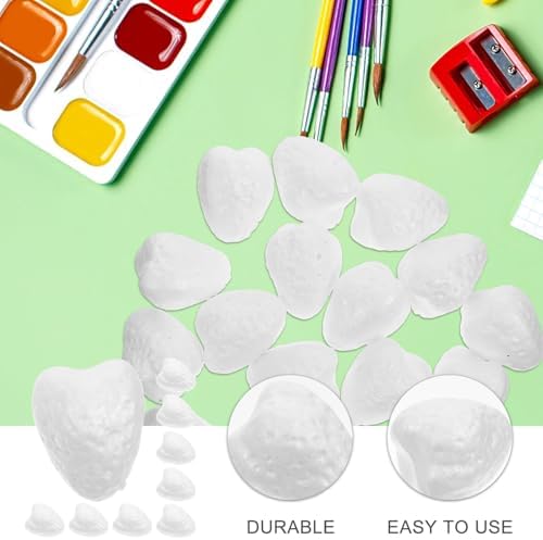 HOOTNEE 20pcs DIY Foam Strawberry Models for Painting and Crafting White Foam Fruit Shapes for Decoration and Creative Handicrafts