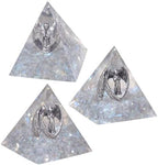 Nupuyai Natural Labradorite Crystal Pyramid for Positive Energy, Meditation Crystal Statue with Praying Angel Figurine for Healing and Home Decor
