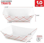 Stock Your Home Paper Food Boats (500 Pack) – 1 lb Disposable Red & White Checkered Serving Trays for Concession Items, Nachos & Condiments