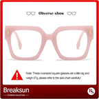 Fashion Oversized Blue Light Blocking Glasses for Women Men Trendy Big Square Frame Computer Eyeglasses
