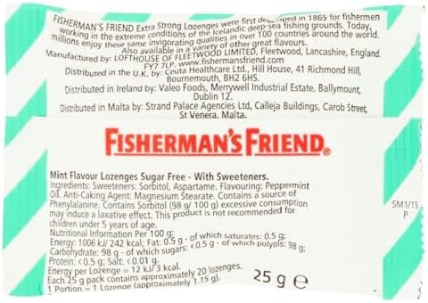 Fisherman's Friend Sugar Free Mint Flavour Lozenges 25g (Pack of 3)