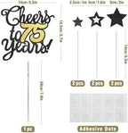 Cheers to 75 Years Cake Topper - Black Gold 75th Birthday/Anniversary Cake Topper for Men Women - Happy 75th Birthday Cake Topper - Cake Decorations for seventy-five Birthday or Anniversary Party