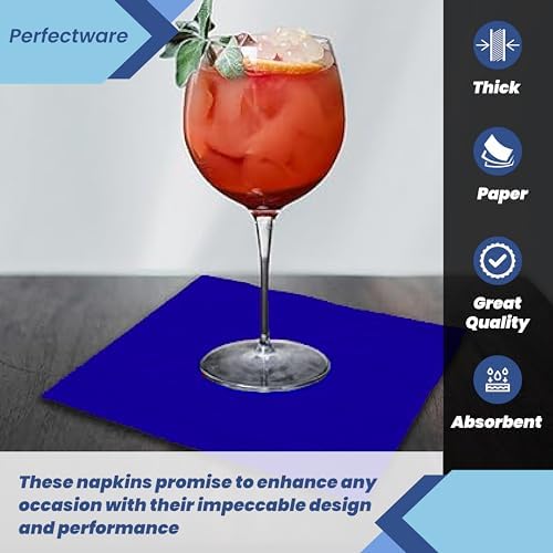 Perfectware - PW- 2 Ply Navy Blue Bev-250 2 Ply Navy Blue Beverage Napkins- Pack of 250ct