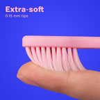 Max Extra Soft Toothbrush for Adults with Sensitive Gums, Soft Bristle Toothbrushes, Wide Head for Back Teeth, Ergonomic Non-Slip Grip, BPA Free, Individually Wrapped, 4 Pack, Blush Pink