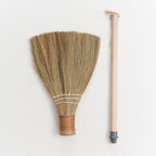 Natural Whisk Sweeping Hand Handle Broom - Vietnamese Straw Soft Broom for Cleaning Dustpan Indoor - Outdoor - Decorative Brooms - Wooden Handle - 9.84'' Width, 27.55" Length