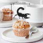 18pcs Black Silhouette Glitter Scorpion Dessert Cupcake Topper Pick for Animal Insect Theme Decor Supplies Baby Shower Boys Girls Happy Birthday Party Decoration