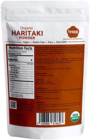 Organic Haritaki Fruit Powder Harde Harad Terminalia chebula Kadakapudi 16 Oz 453 GM 1 Pound Digestion Gas Relief Healthy Bowel Function Ayurveda Superfood Resealable Pouch