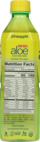 Iberia Aloe Vera Juice Drink with Pure Aloe Pulp, Pineapple, 16.9 Fl Oz (Pack of 8)