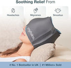 MyHalos® Migraine Relief Cap,30% Thicker,2X More Cooling Gel -Stays Colder for Longer, Ice Hat, Ice Pack Head Wrap, Cold Headaches & Migraine Mask - Tension Headache Relief Cap (Gray) FSA|HSA Eligible