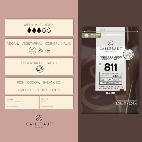 Callebaut No 811 Finest Belgian Dark Chocolate Callets Couverture 54.5% - 2.5Kg