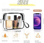 Clear Makeup Bag,2 Pack TSA Approved Toiletry Bag Travel Toiletry Bag Hanging Makeup Cosmetic bag for Women Men (Black).