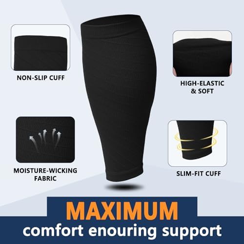 CTHH 3 Pairs Calf Compression Sleeves for Men & Women – Footless Compression Socks Leg Sleeve Support for Shin Splints