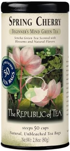 The Republic of Tea - Spring Cherry Green Tea, 50 Tea Bags, Sencha Green Tea