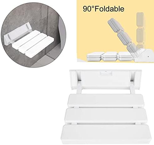 Wall Mount Shower Seat, Foldable Bathroom Shower Bench Wooden Bath Stool for Home SPA Sauna Room