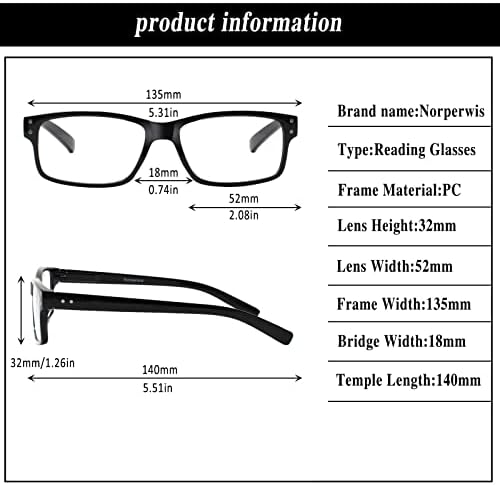 NORPERWIS Reading Glasses 5 Pairs Quality Readers Spring Hinge Glasses for Reading for Men and Women (5 Pack Mix Color -3, 2.50)