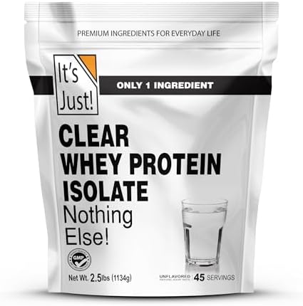 It's Just! - Clear Whey Isolate, WPI-90, Zero Carbs, Protein Powder, No Added Flavors, Heavy Metal Tested, Gluten Free, Non-GMO (2.5 Pound (Pack of 1), Unflavored)