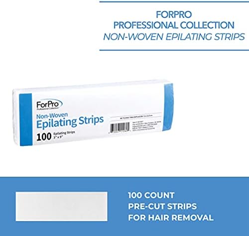 ForPro Professional Collection Non-Woven Epilating Strips, White, Tear-Resistant, Pre-Cut Strips for Hair Removal, 3” W x 9” L, 100-Count