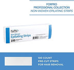 ForPro Professional Collection Non-Woven Epilating Strips, White, Tear-Resistant, Pre-Cut Strips for Hair Removal, 3” W x 9” L, 100-Count