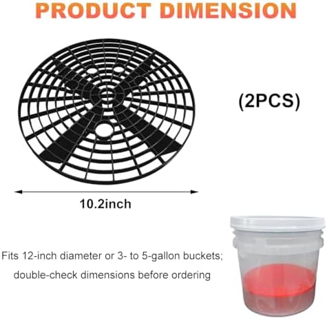 2 PCS Car Wash Bucket Inserts, Auto Detail Dirt Gaurd Buckets Filter Helps Remove Dirt Debris, Dirt Guard Insert Wash Filter Fits 12 Inch Diameter Bucket or 3-5 Gallon Buckets (Black+Red)