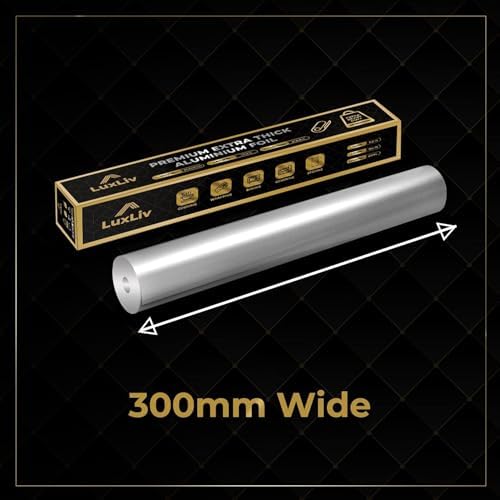 LuxLiv® Aluminum Foil Heavy Duty – 12 inches(30cm) wide x 164 ft.(50m) Length (each roll), 20 Microns Thick (Pack of 2) - Commercial Grade & Extra Thick, Strong Enough for Food Service Industry