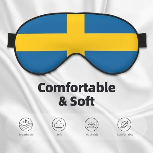 Swedish Flag Soft Eye Mask â€“ Comfortable Sleep Mask for Side Sleepers, Light Blocking, Relaxing Pressure-Free Eyemask, Black
