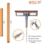 Eazer 3-in-1 Window Squeegee Cleaner, 76'' Spray Window Squeegee with 5-Section Extension Pole, Microfiber and Chenille Cloth, Window Washing Equipment for Indoor/Outdoor Windows, Car Glass