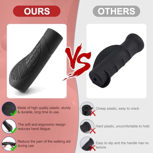 JERBOR 2PCS Crutch Hand Grips Replacement Parts Fit for Rollator Walker for Knee Walker Replacement Parts Accessories,1"