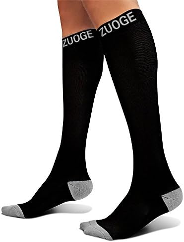 zuoge 6 Pairs Compression Socks Pack - Best Medical, Nursing, Travel & Flight Socks - Running & Fitness - 15-20mmHg
