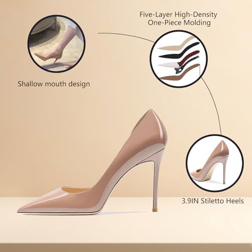 Women's 3.9 Inch Pumps Pointed Toe Stiletto Heels Shallow Mouth High Heels Party Night Club Wedding Dress Shoes