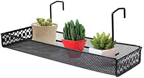 Chris.W Metal Succulent Planters Hanging Container Garden Mini Flower Pot Holder for Wall, Balcony, Patio or Porch Fence Railing Shelf Under 1.7” Wide Poolside Storage Basket(Black)