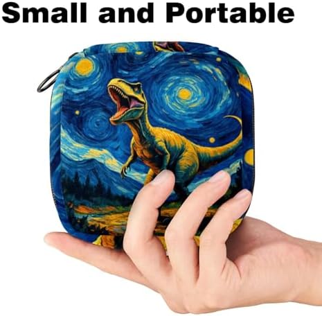 Sanitary Napkin Storage Bag, Dinosaur Portable Period Kit Bag, Menstrual Cup Holder Pouch for Women, Teens, Girls