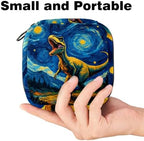 Sanitary Napkin Storage Bag, Dinosaur Portable Period Kit Bag, Menstrual Cup Holder Pouch for Women, Teens, Girls