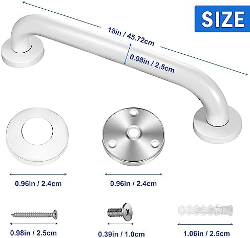 2 Pack Shower Grab Bar, Stainless Steel Bathroom Grab Bar, Shower Handle, Bath Handle, Grab Bars for Handicap Elderly Seniors Bathroom Safety Grab Bar (18 Inch，White)