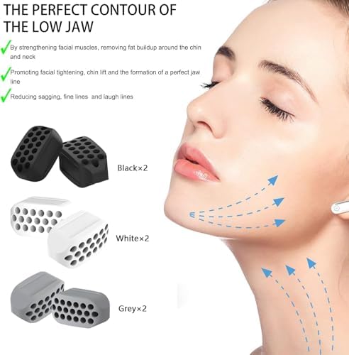 Jaw Exerciser for Man and Woman 3 Resistance Levels (6 pcs) BPA Free Silicone Jaw Exerciser Gum Tablets Jaw Trainer & Jaw Exerciser Shaper for Beginner, Intermediate & Advanced Users