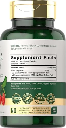 Carlyle Acerola Cherry Capsules | 150 Count | Non-GMO & Gluten Free Extract | Acerola Berry