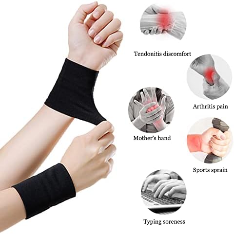 Wrist Compression Sleeve (4PCS), Soft Wrist Support Brace Wrist Bands for Tendonitis, Arthritis, Sprains Pain Relief, Elastic Carpal Tunnel Wraps Protector for Fitness, Sport, Weightlifting, Typing