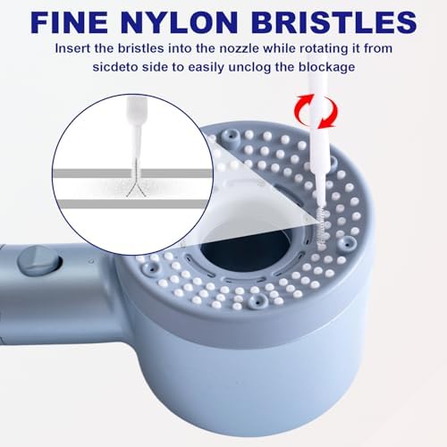 20pcs Shower Head Cleaning Brushes, Cleaning Bathing Nozzle Cleaners Picks, Anti-Clogging Showerhead Tools Accessories for Bathroom Small Hole Gaps- White