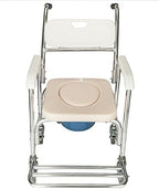 Winado Bedside Commode Chair, 4 in 1 Toilet Rolling Transport Chair with Arms & 4 Brakes, Shower Wheelchair for Adults, Senior, Elderly, Handicap, Disabled (White+ O Shape Cushion)