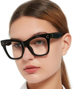OCCI CHIARI Oversized Black Thick Reading Glasses for Women 1.0 Fashion Readers 1.0 1.25 1.50 1.75 2.0 2.25 2.50 2.75 3.0 3.5 4.0(Black, 1.0)