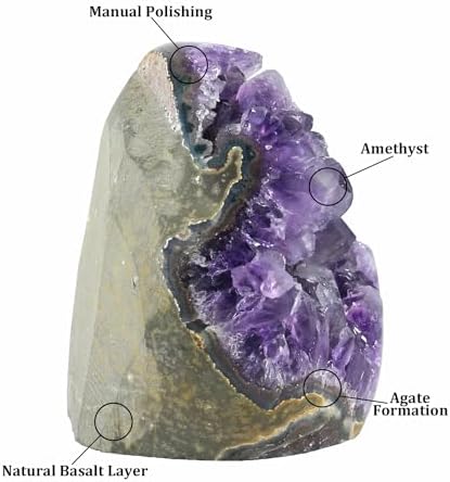 Amethyst Crystal Rock, Real Amethyst Stone, Amathesis Crystal Cluster Geode, Purple Crystals and Healing Stones, Amatista Piedra Natural, Cuarzos Originales De Energia Y Piedras, Columnar(1.1LB)