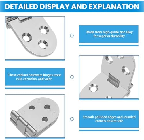 8 Pack 180 Degree Folding Table Hinge, Heavy Duty Zinc Alloy Sewing Machine Flip Top Butler Tray Hinge with Screws for Furniture Cabinet Door, 3.1x1.2in, Silver
